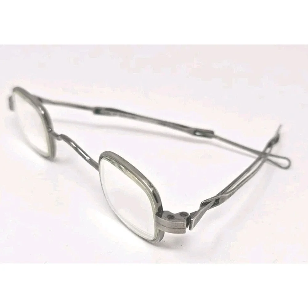 Vintage Antique Otters 18 Century Spectacles Glasses Metal Frame w/ Case PB5